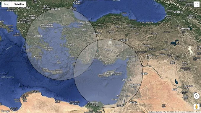 Εμβέλειες ισραηλινού ραντάρ στο Αιγαίο και την Αν. Μεσόγειο / Φωτογραφία: X