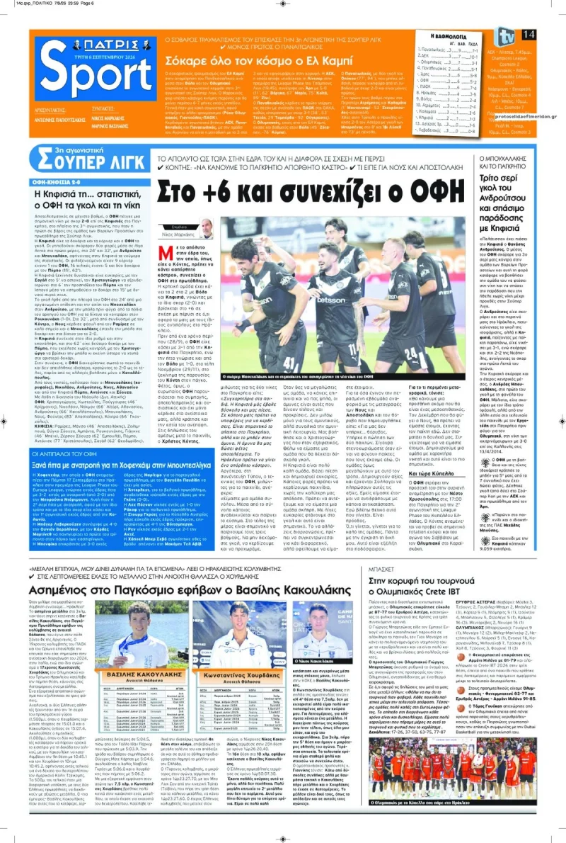 Πρωτοσέλιδο 8 Σεπτεμβρίου 2026
