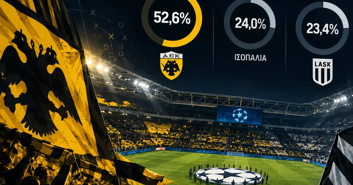 ΑΕΚ–ΛΑΣΚ: Η Opta δίνει 52,6% στην Ένωση | Αθλητικά στο PlusTV.gr