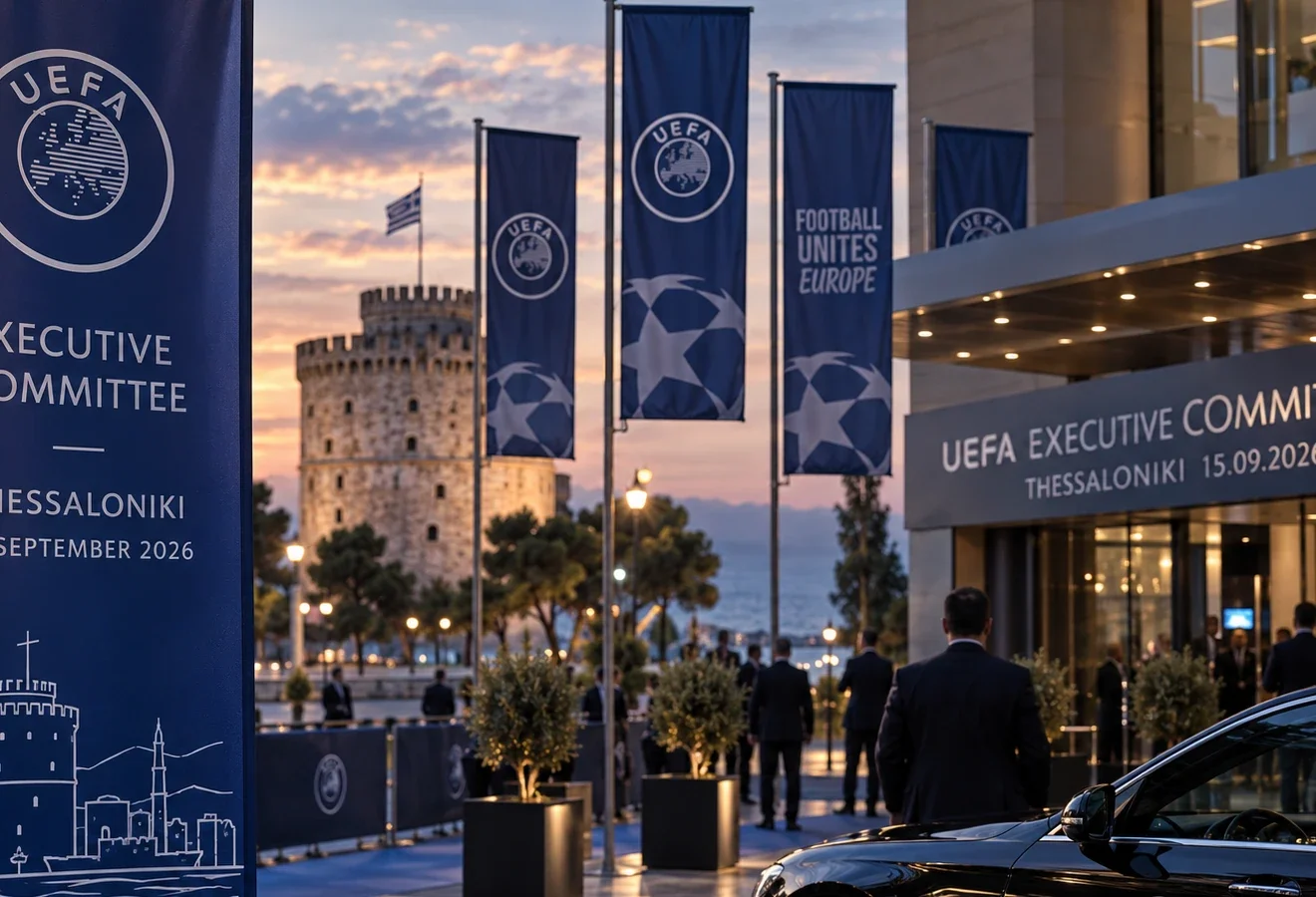 Η UEFA και το ελληνικό ποδόσφαιρο στη Θεσσαλονίκη (Αναπαράσταση είδησης με Τεχνητή Νοημοσύνη)