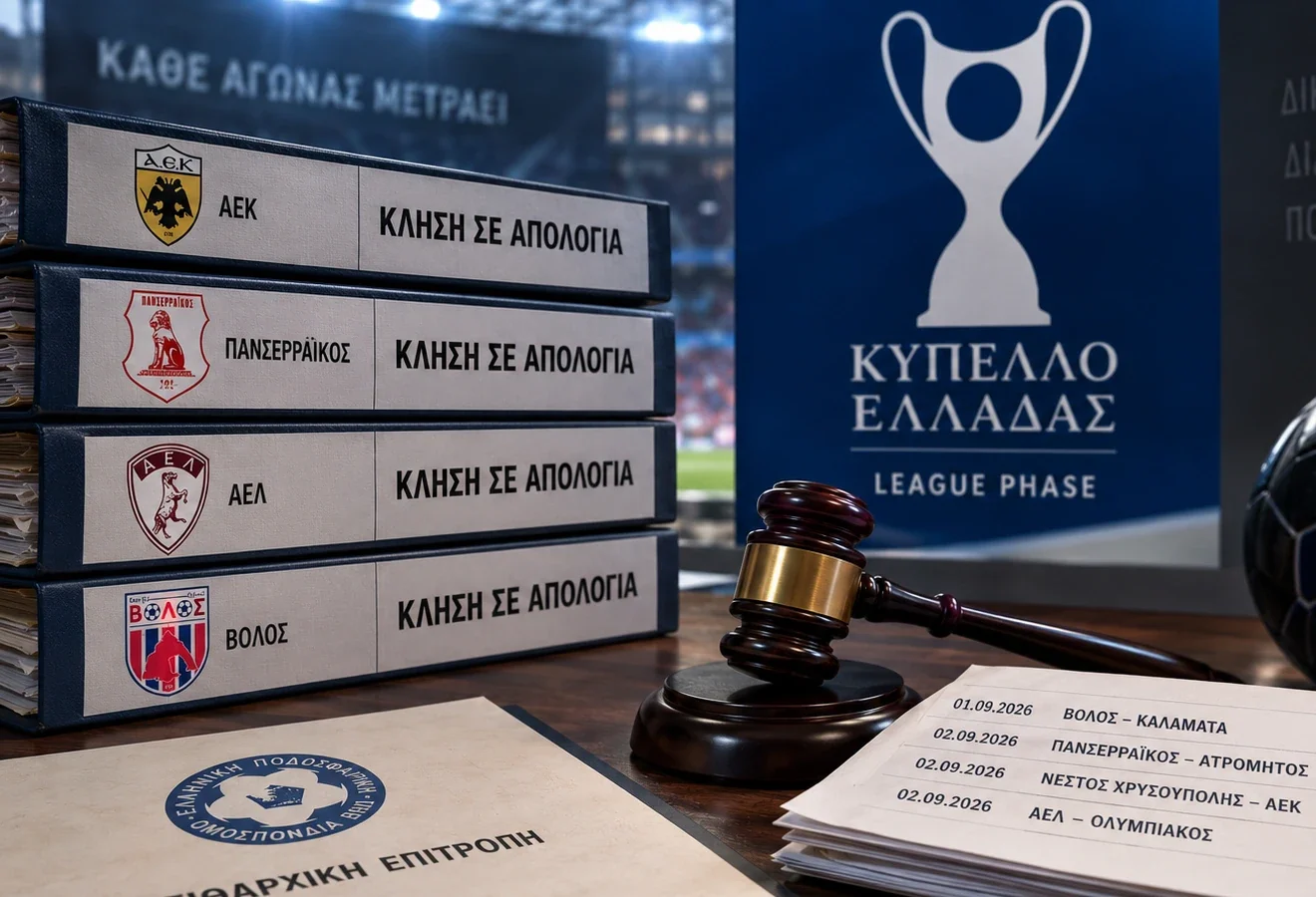 Πειθαρχικές υποθέσεις στο Κύπελλο Ελλάδας (Αναπαράσταση είδησης με τεχνητή νοημοσύνη)