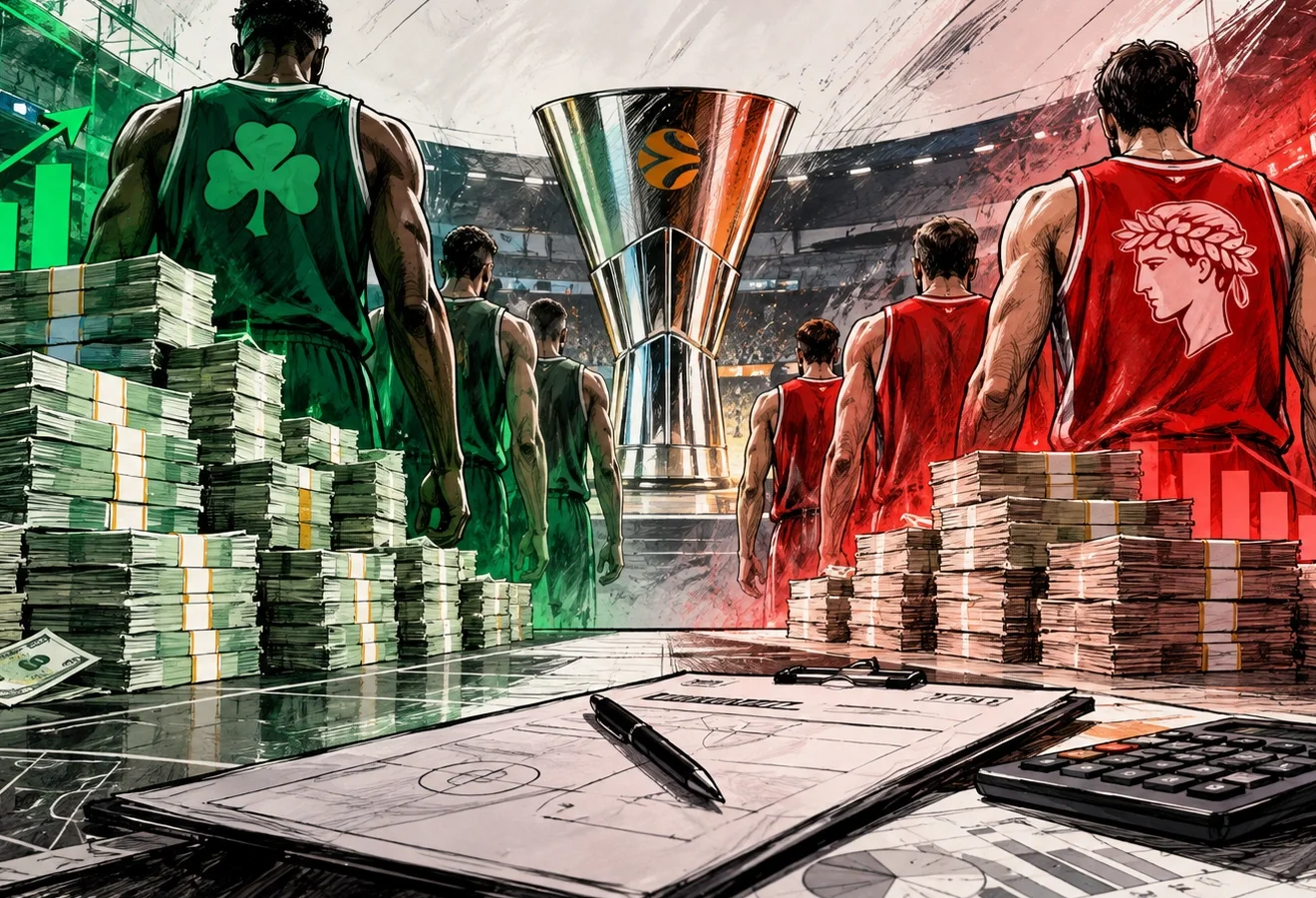 Παναθηναϊκός και Ολυμπιακός στη EuroLeague, σύγκριση αγωνιστικών προϋπολογισμών.