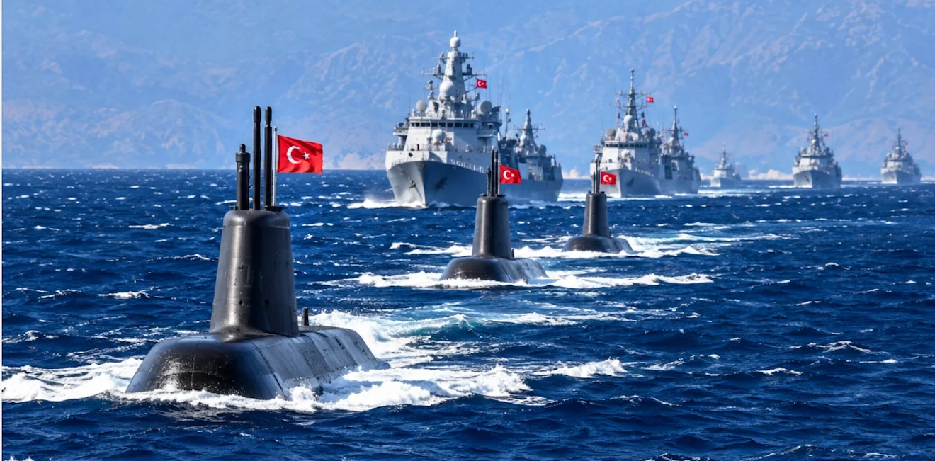 Εικαστικό με πολεμικά πλοία της Τουρκίας