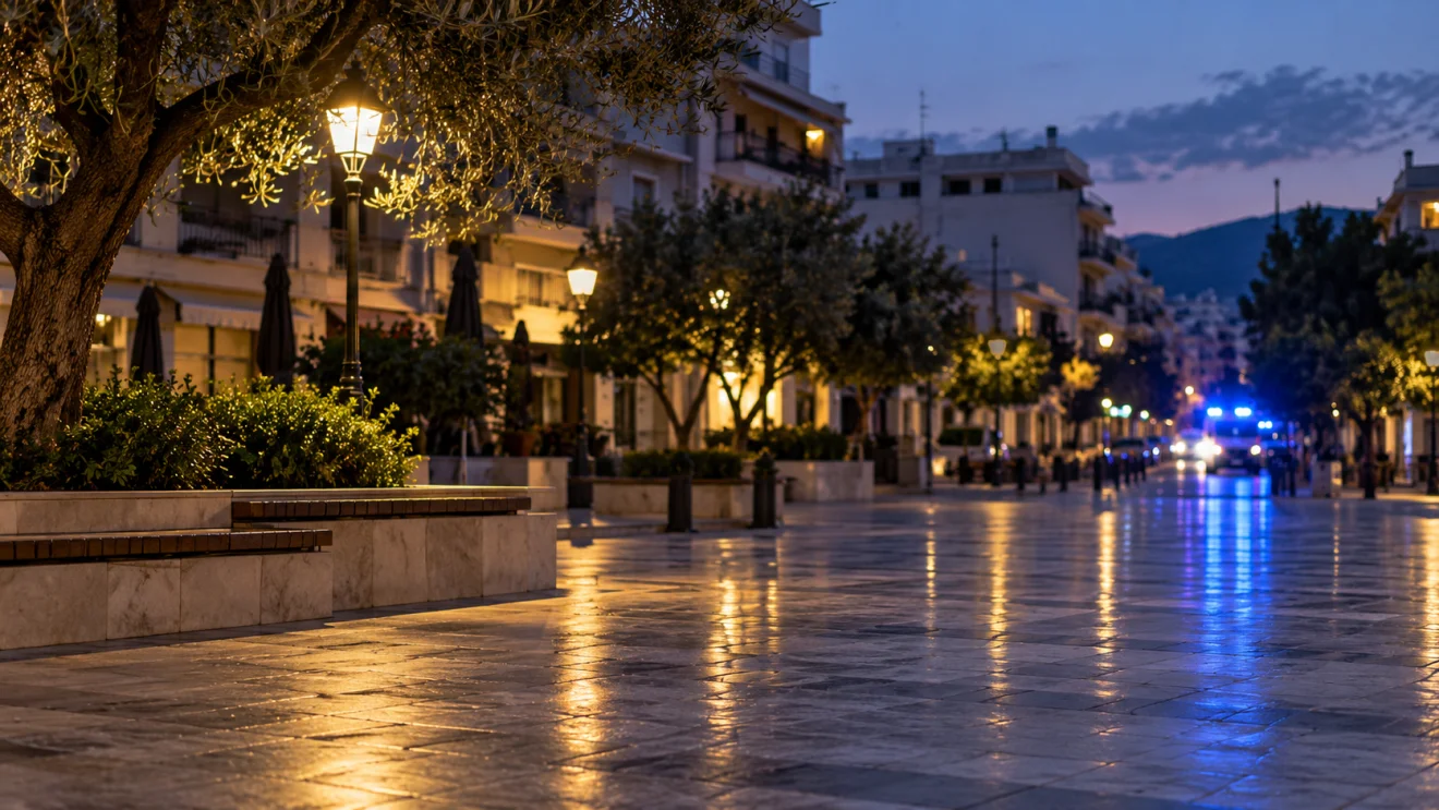 Γενική εικονογραφική απεικόνιση αστυνομικής έρευνας σε αστικό δρόμο.