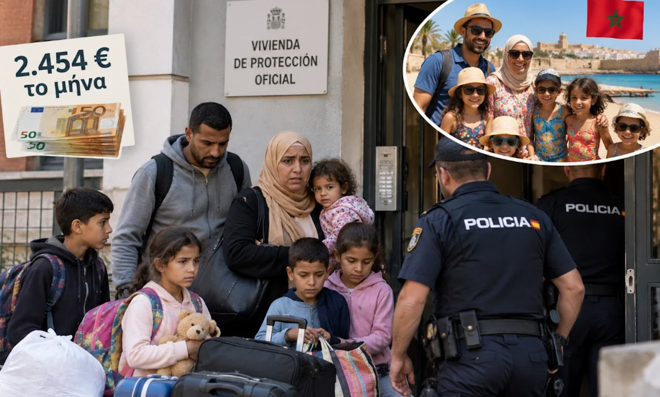 Εικαστικό με μαροκινή οικογένεια και τις διακοπές τους
