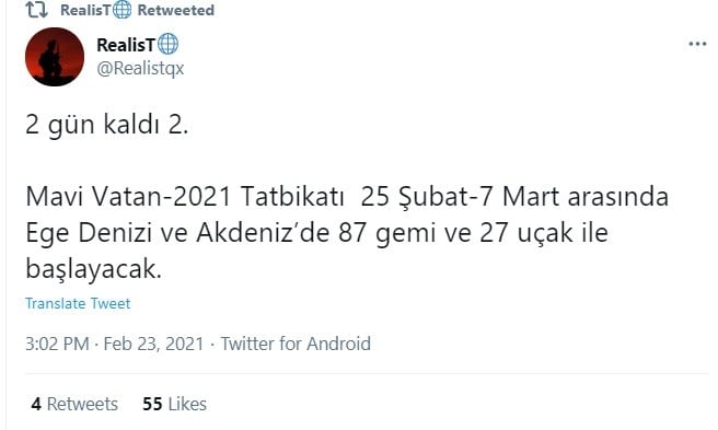 Ελληνοτουρκικά: Ξεκινά τουρκική άσκηση με 87 πλοία και 27 αεροπλάνα στην Ανατολική Μεσόγειο και το Αιγαίο.