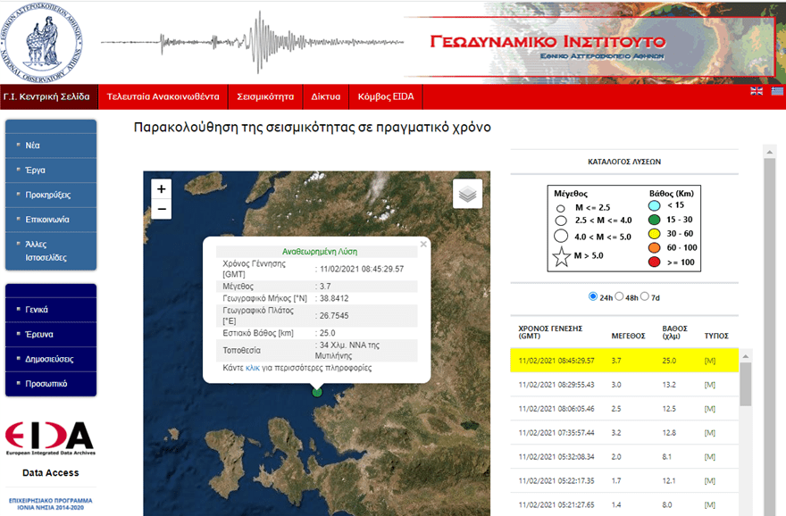 Σεισμός στα ανοιχτά της Μυτιλήνης