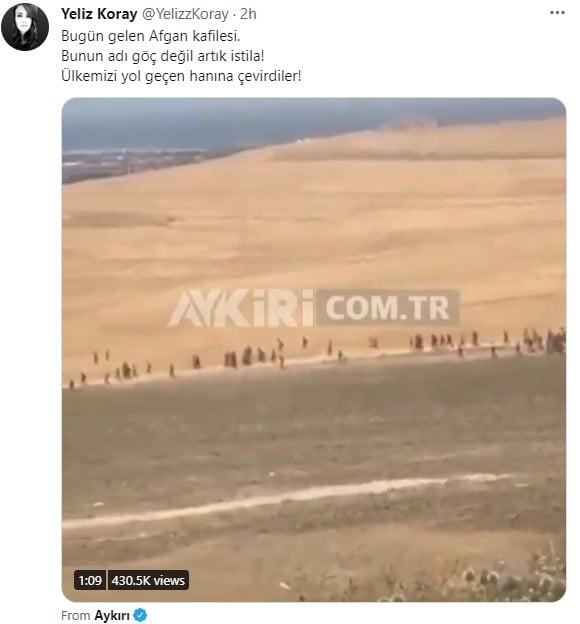 Toύρκοι: Δεχόμαστε εισβολή από Αφγανούς υποστηρίζουν πολλοί τουρκικοί λογαριασμοί στα μέσα κοινωνικής δικτύωσης, μετα τα πλάνα με Αφγανούς πρόσφυγες να συρρέουν στην Τουρκία.