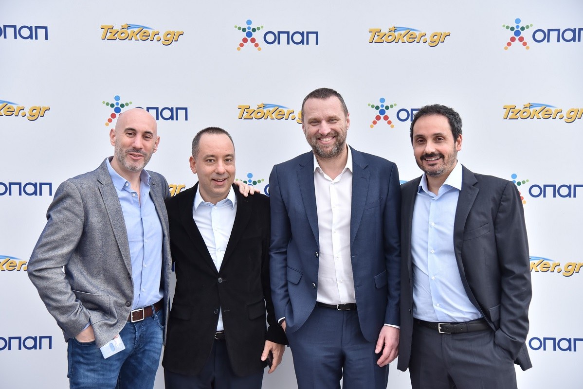 James Curwen, Chief Online Officer του ΟΠΑΠ, Μανώλης Σταυρουλάκης, Public &amp; Media Relations Director του ΟΠΑΠ, Γιάννης Ρόκκας, Chief Marketing Officer του ΟΠΑΠ, Γιάννης Πανόπουλος, Online Numerics, Operations &amp; VIP Director του ΟΠΑΠ