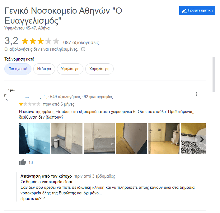 Nοσοκομείο Ευαγγελισμός