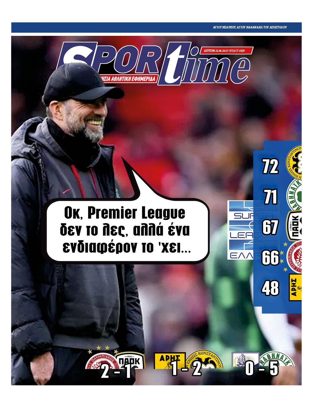 Πρωτοσέλιδο Sportime 22-4
