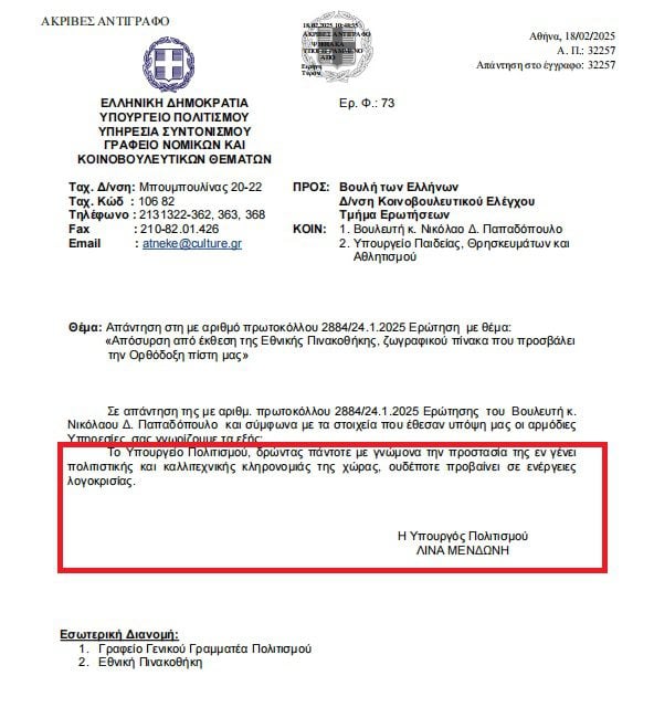 Νικόλαος Παπαδόπουλος: Ο αντιχριστιανικός φασισμός της κα Μενδώνη σε όλο του το μεγαλείο στη