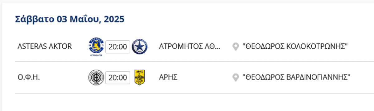 Η επόμενη (5η) αγωνιστική των πλέι οφ για το 5-8
