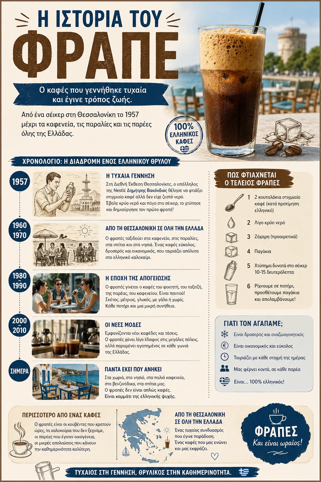 Η ιστορία του Φραπέ infrographic